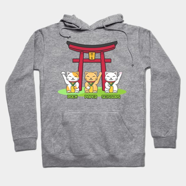 Rock Paper Scissors Manekineko Hoodie by Cerealbox Labs